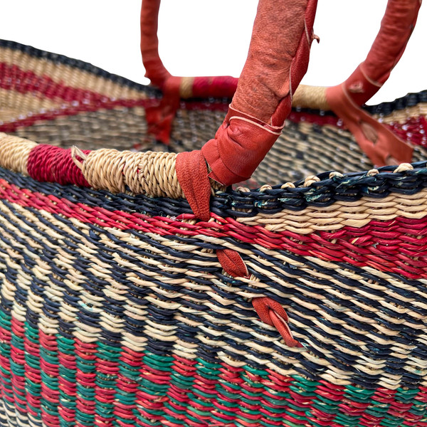 Deluxe Colorful African U-shape Shopping Basket - Large 18"